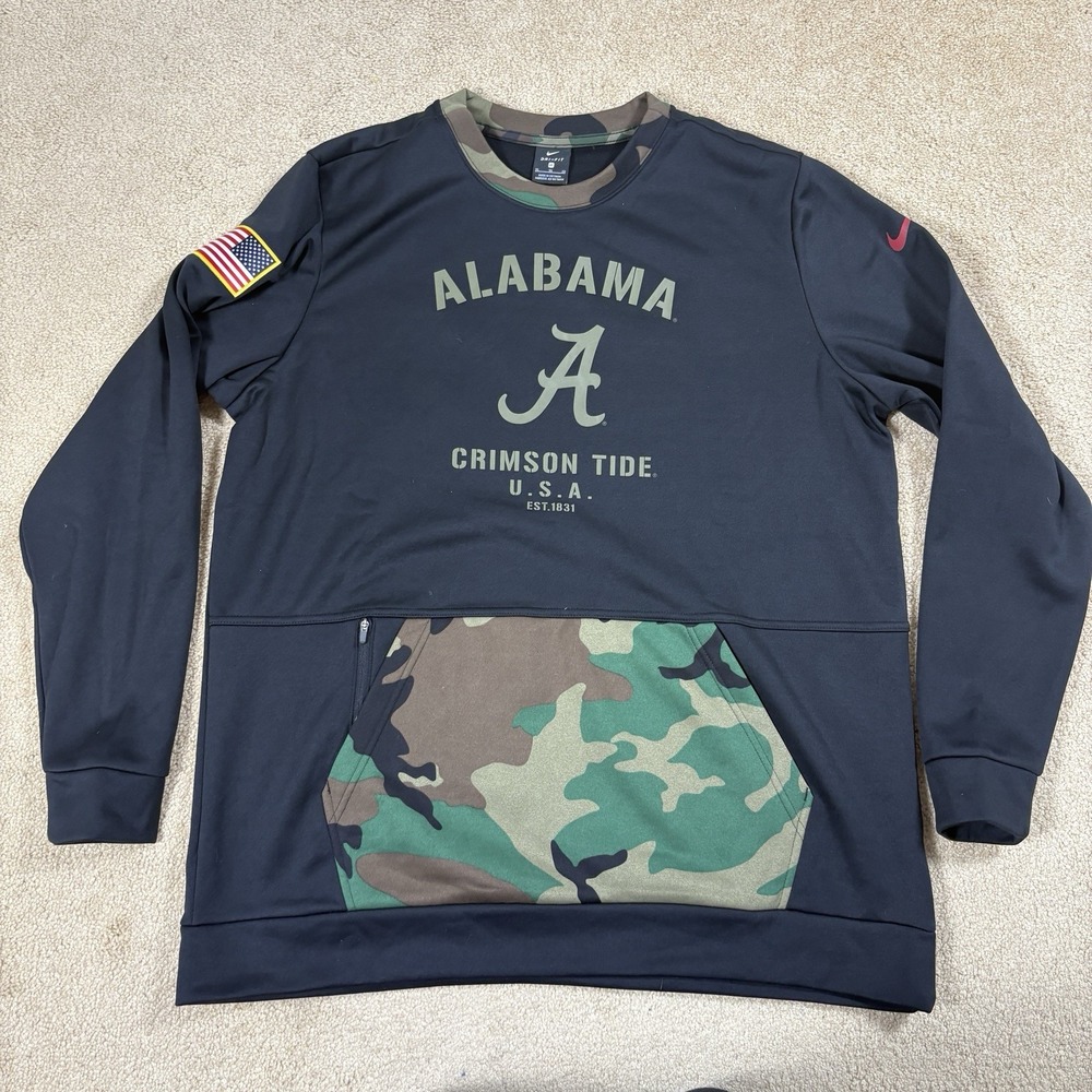 Nike Alabama Crimson Tide Sweatshirt Mens XL Black Camo Military Appreciation